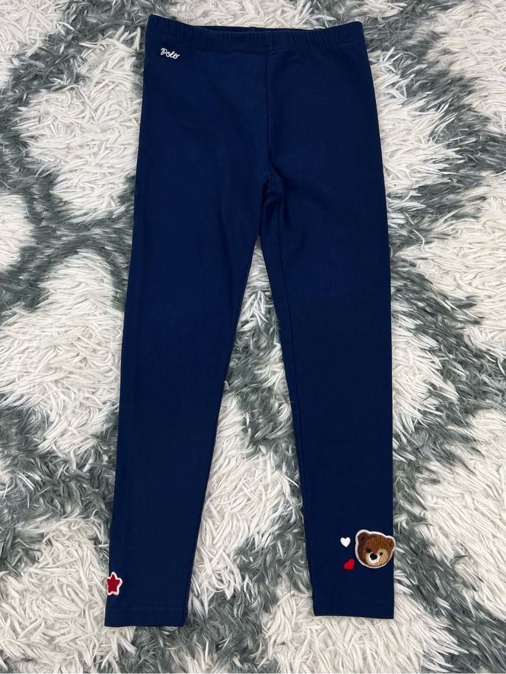 Polo Ralph Lauren Kids Girls Blue Patchwork Jersey Legging Size 6X